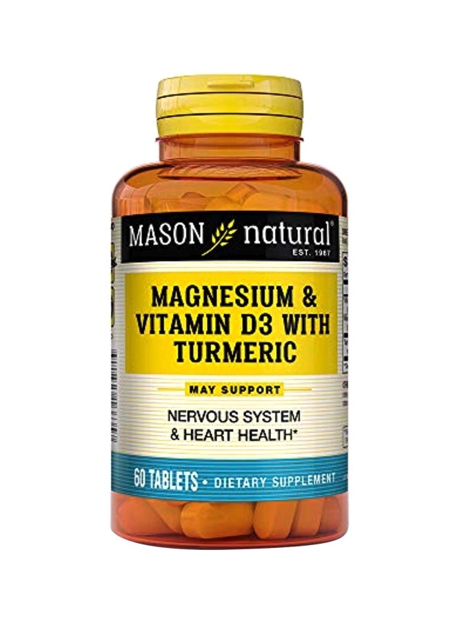 Magnesium And Vitamin D3 With Turmeric Dietary Supplement - 60 Tablets