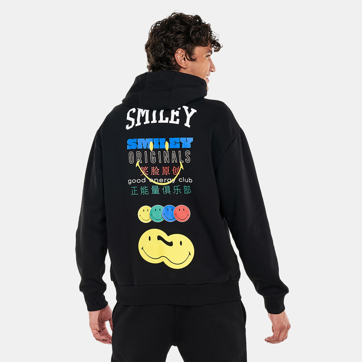 Men's Smiley Logo Black Hoodie