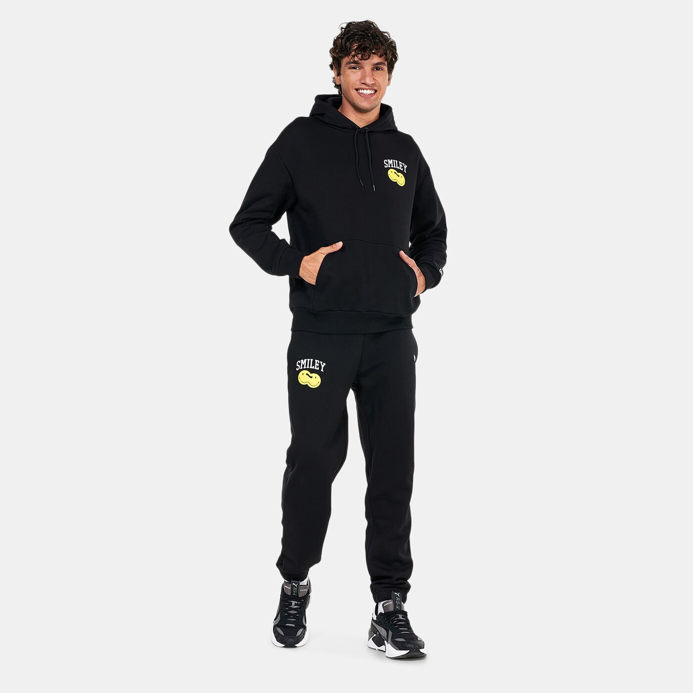 Men's Smiley Logo Black Hoodie