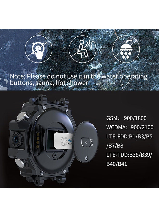 LOKMAT SKY Smart Sports Watch 1.28-Inch Full Circle Full-Touch Screen 4G Full Netcom SOS One-Key Call 0.3MP Camera 3-Meter Waterproof Multiple Sports Mode Strong Endurance Massive Dials Black
