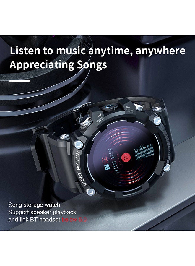 LOKMAT SKY Smart Sports Watch 1.28-Inch Full Circle Full-Touch Screen 4G Full Netcom SOS One-Key Call 0.3MP Camera 3-Meter Waterproof Multiple Sports Mode Strong Endurance Massive Dials Black