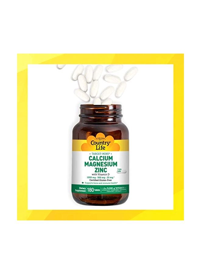 Calcium-Magnesium Zinc Dietary Supplements - 180 Capsules