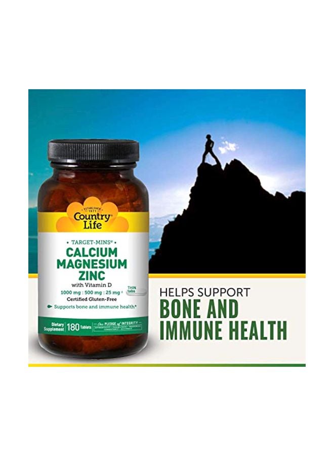 Calcium-Magnesium Zinc Dietary Supplements - 180 Capsules