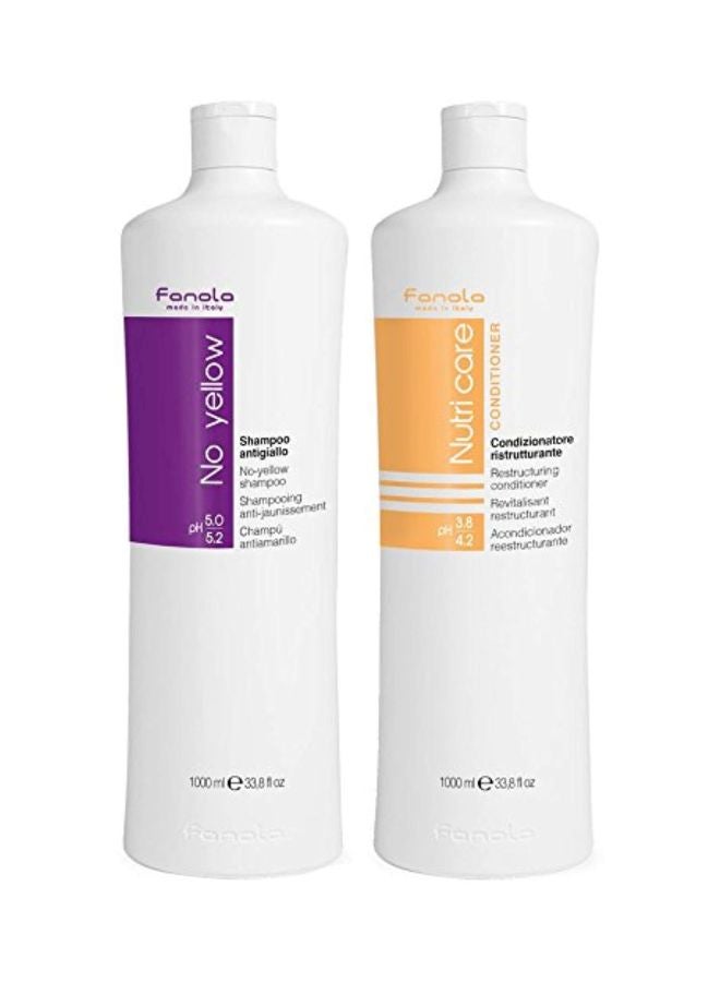 Pack Of 2 No Yellow Shampoo And Nutri Care Conditioner 1000ml