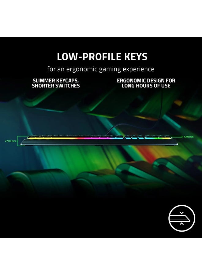 Razer Ornata V3 Gaming Keyboard - US Layout, Low-Profile Keys, Mecha-Membrane Switches, UV-Coated Keycaps