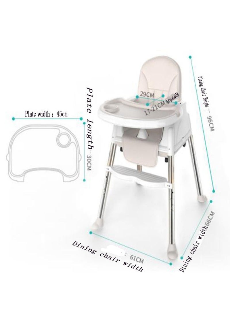 Dining Chair,Baby Dining Chair,Multifunctional Portable Folding Dining Chair,Free Adjustable,Safe and Environmentally Friendly,White