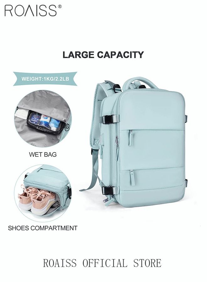 Travel Backpack for Men Women Carry On Backpack with USB Charging Port Shoe Compartment 15.6 Inch Laptop Backpack Flight Approved College School Bag Casual Daypack for Weekender Business Hiking