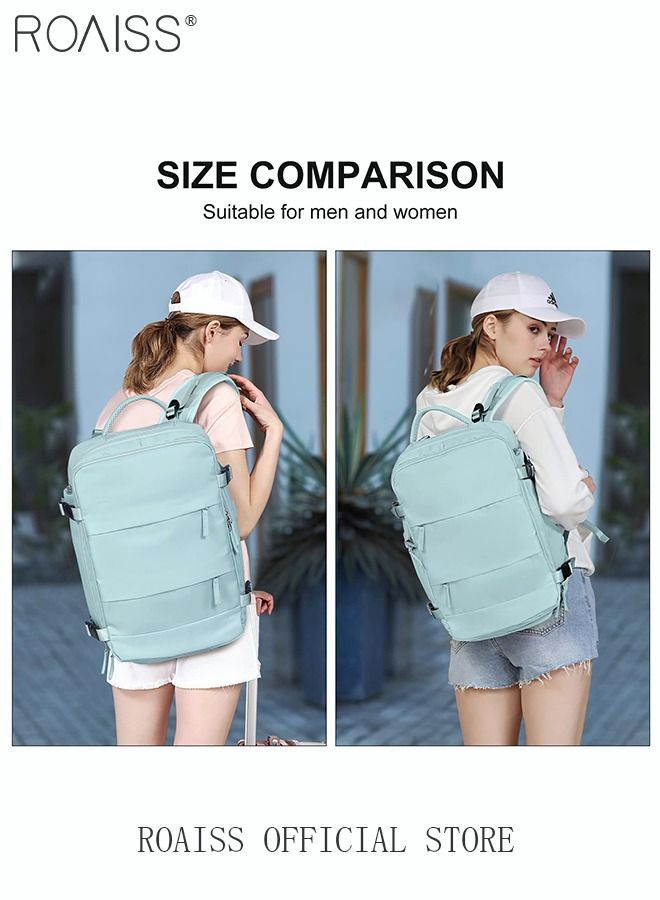 Travel Backpack for Men Women Carry On Backpack with USB Charging Port Shoe Compartment 15.6 Inch Laptop Backpack Flight Approved College School Bag Casual Daypack for Weekender Business Hiking