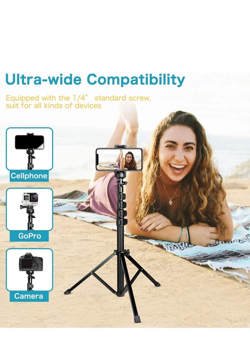 Camera & Mobile Phone Tripod Stand with Bluetooth Remote Control and Universal Tripod Head Mount, Perfect for Selfies/Video Recording/Vlogging/Live Streaming
