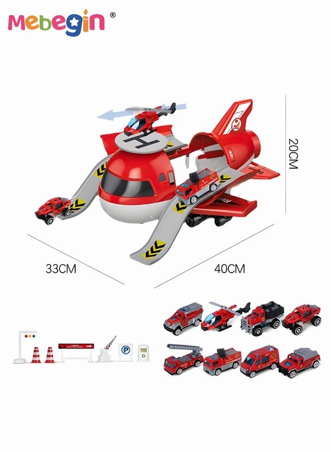 Kids Parking Lot Toy alloy Deformation Airplane Model Diy Sliding Track Aircraft-borne Engineering Vehicle Set Transport Plane Toy