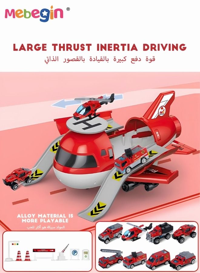 Kids Parking Lot Toy alloy Deformation Airplane Model Diy Sliding Track Aircraft-borne Engineering Vehicle Set Transport Plane Toy