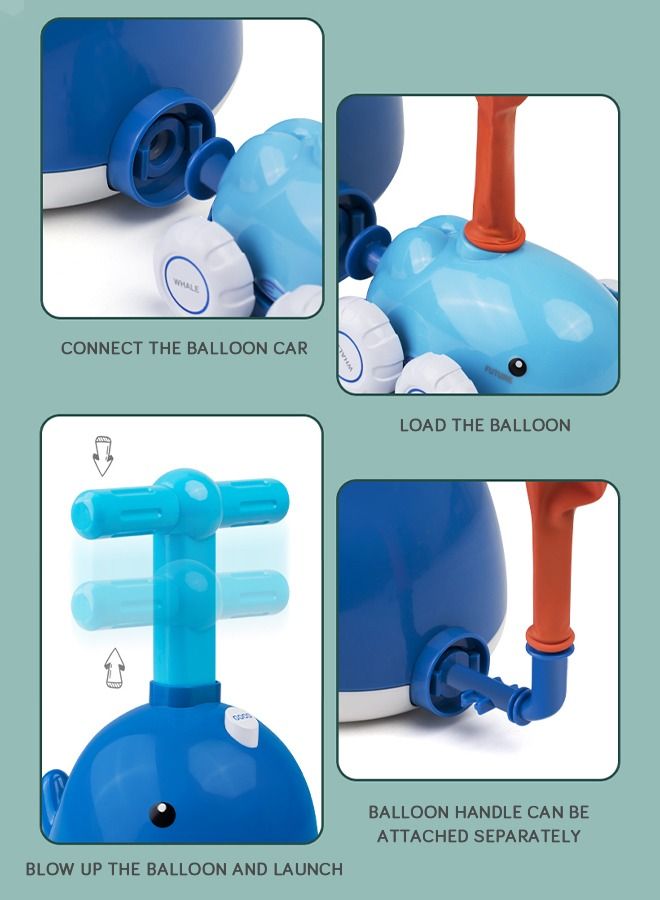Dolphin Balloon Launcher & Powered Car Toy Set Aerodynamic Cars Racers Party Supplies Preschool Educational Science Stem Toys with Manual Balloon Pump for Kids