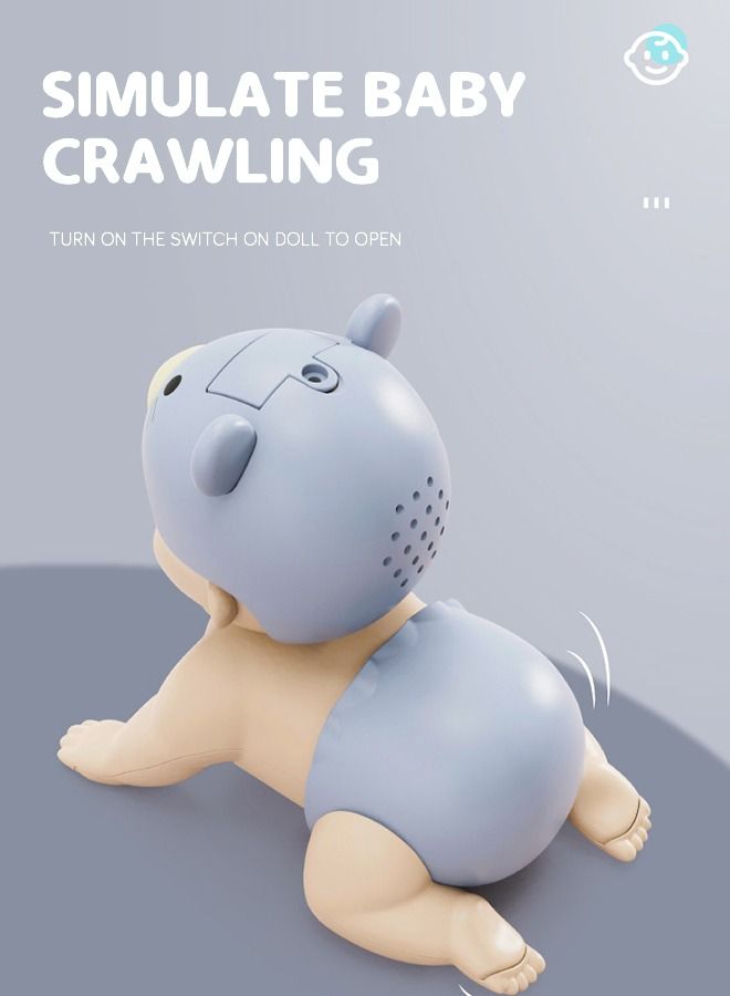 Musical Crawling Baby Doll Crawling Toy Lovely Interactive Plaything for Toddlers-Blue