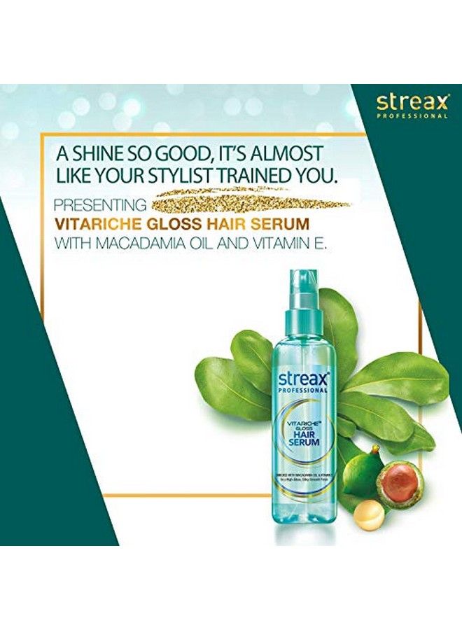 Professional Vitariche Gloss Hair Serum For Women And Men ; Enriched With Macadamia Oil And Vitamin E ; ; Helps In Everyday Styling ; Adds Shine To Hair 100 Ml (Pack Of 2)