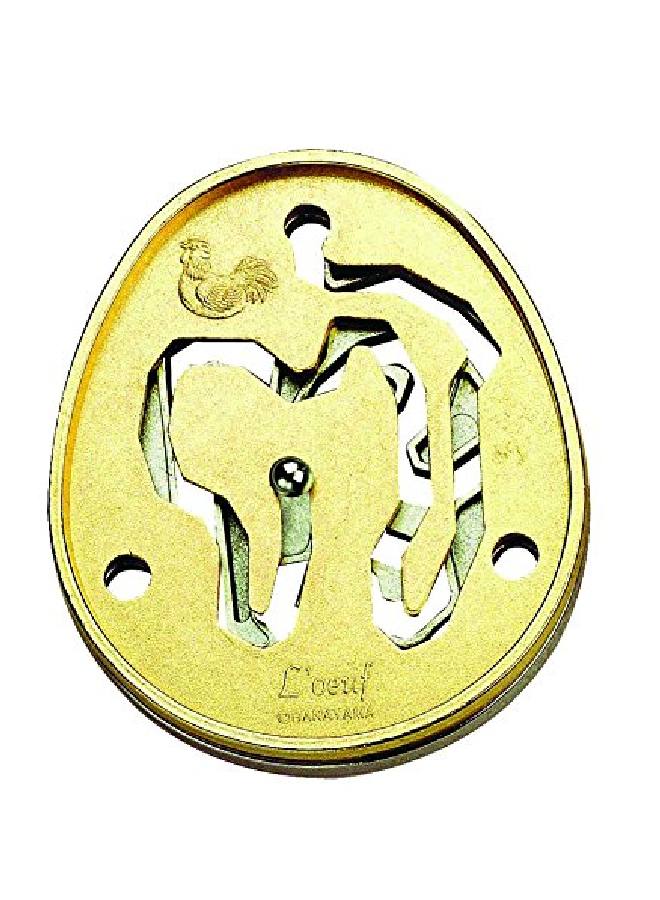 Hanayama Cast Metal Brain Teaser Puzzle (Level 4) Golden Color