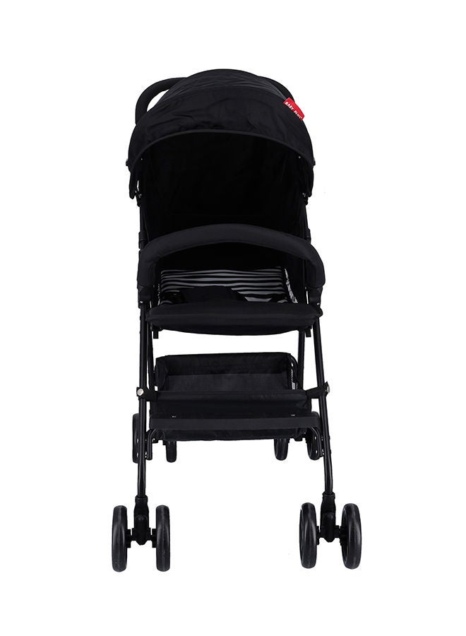 Adjustable Stroller With Compact, Reversible Handlebar Safety Belt Wheels Suspension Reclining Position Portable And Flexible, Unisex, 6 To 36 Months- Black