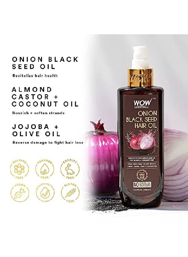 Onion Black Seed Hair Oil For Dry Damaged Hair & Growth Oil Hair Care Natural Hair Growth Oil Hair Treatment For Dry Damaged Hair With Almond Castor Olive Coconut & Jojoba Oil