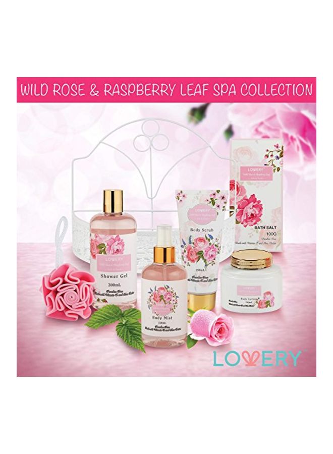 Pack Of 7 Wild Rose And Raspberry Leaf Spa Set