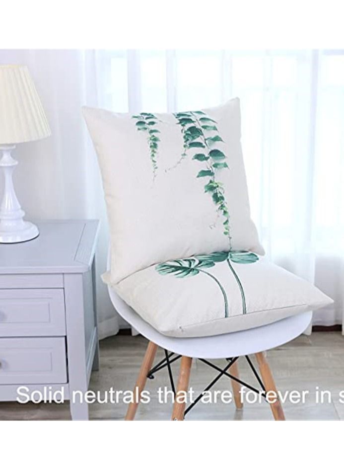 Pillowcase Set of 4 Decorative Throw Pillow Covers 18x18 Inch for Couch Flowers Square Summer Accent Pillows Cover Case for Cushions Sofa Bed Cushion and Living Room Outdoor Decoration