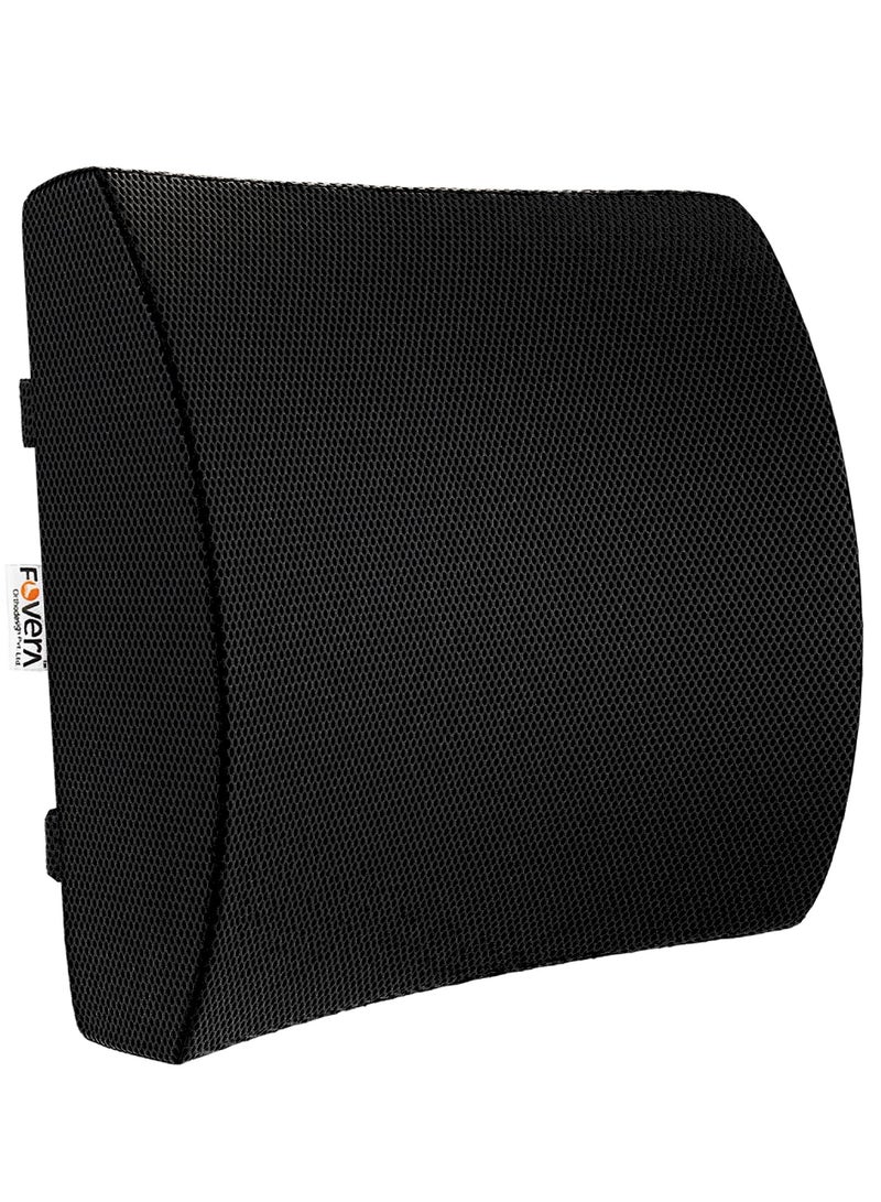 Orthopedic Lumbar Support Memory Foam Cushion-Made for Back Pain Relief-Ideal Pillow for Computer/Office Chair(Black)