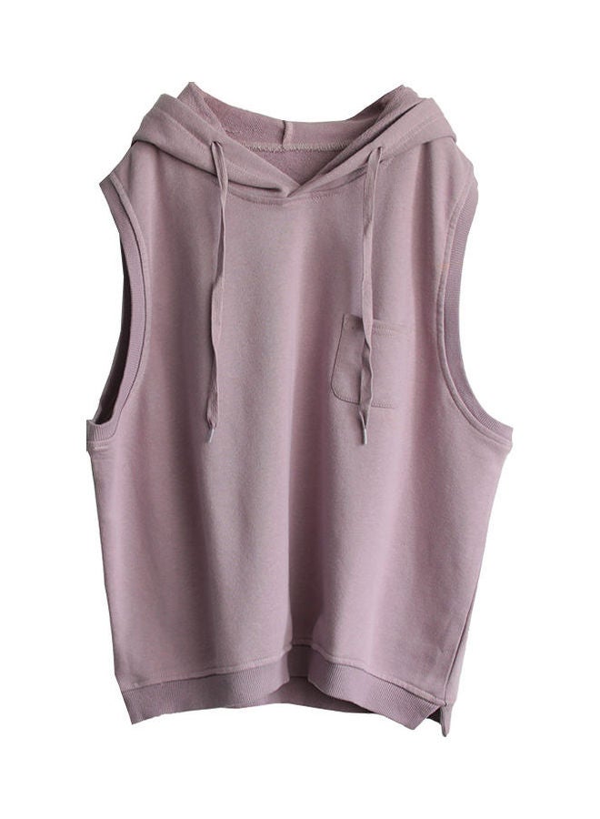 Solid Polyester Hoodie Purple