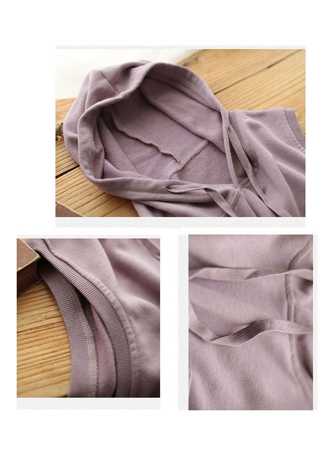 Solid Polyester Hoodie Purple
