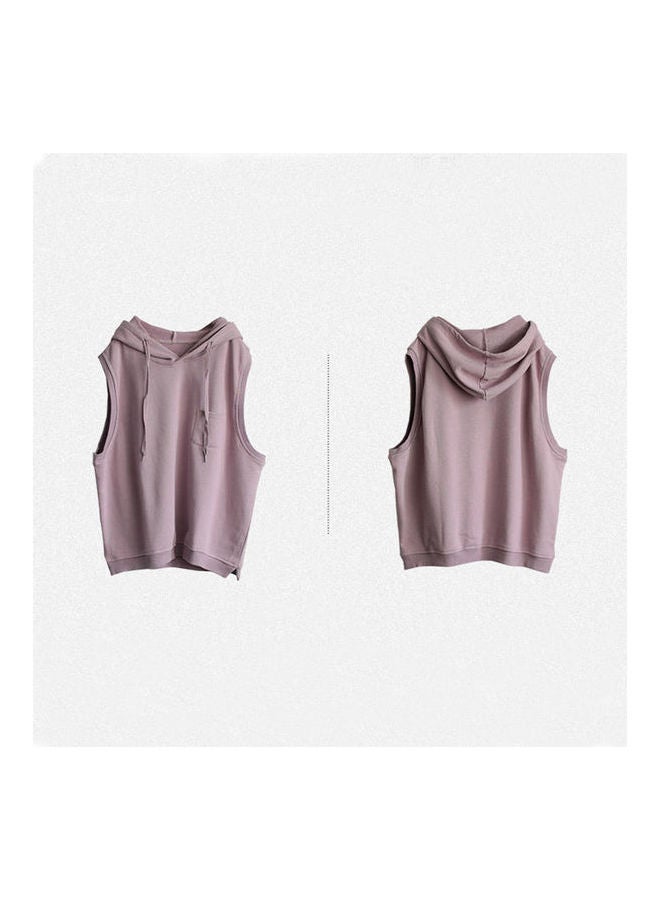 Solid Polyester Hoodie Purple