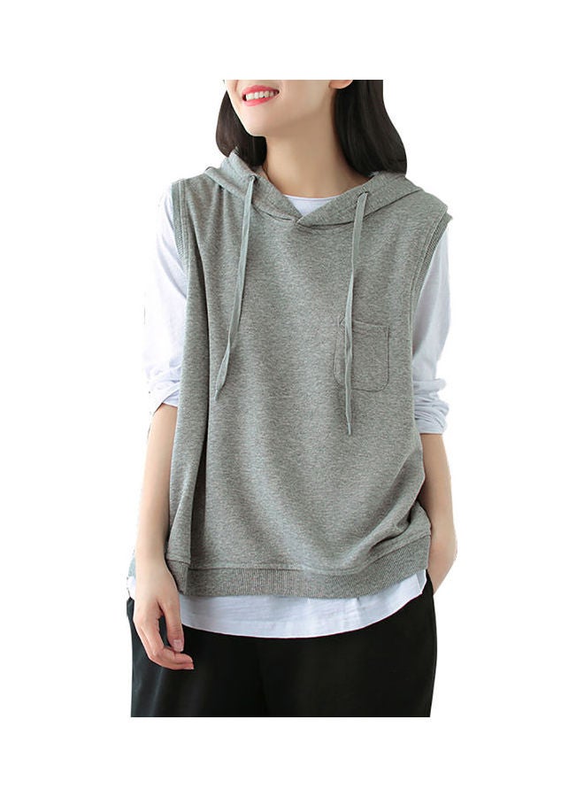 Solid Polyester Hoodie Purple