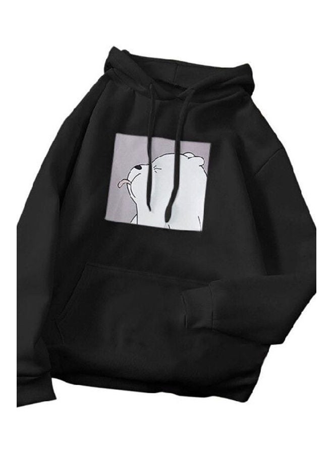Cartoon Printed Sweatshirt Black