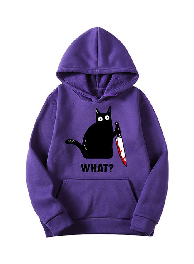 Printed Thicken Hoodie Purple