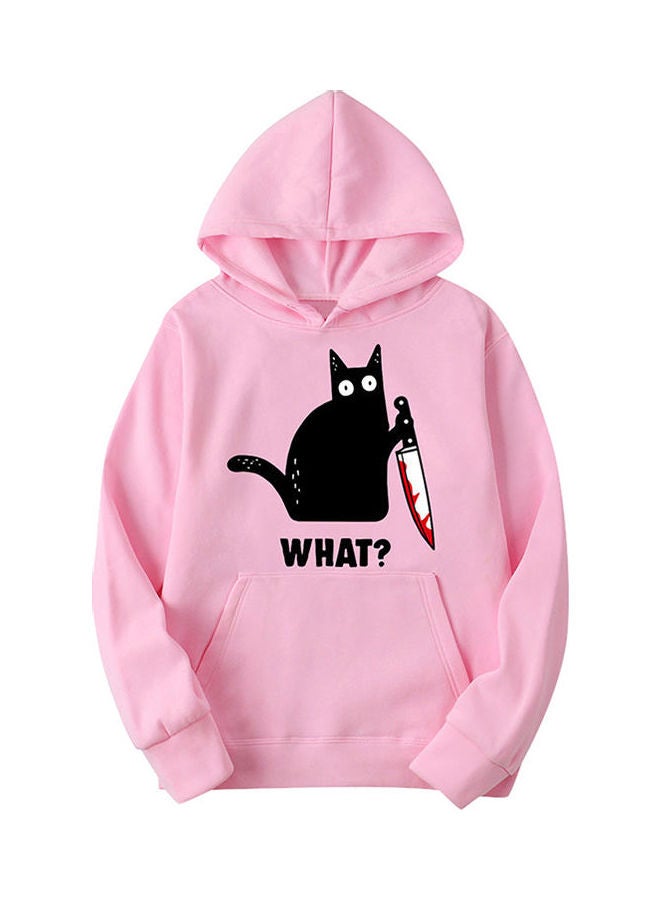 Printed Thicken Hoodie Pink