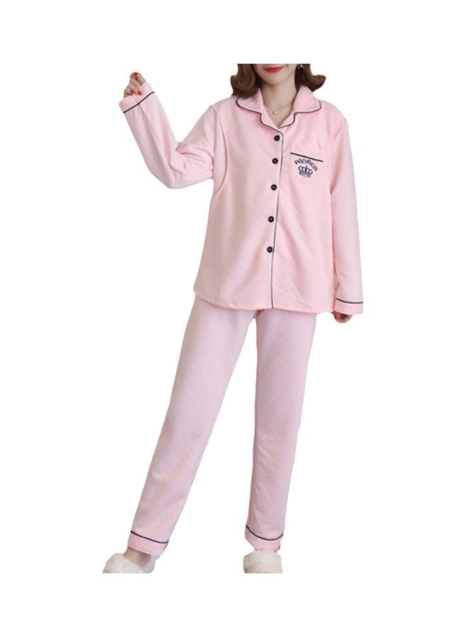 2-Piece Printed Maternity Pajama And Top Set Pink