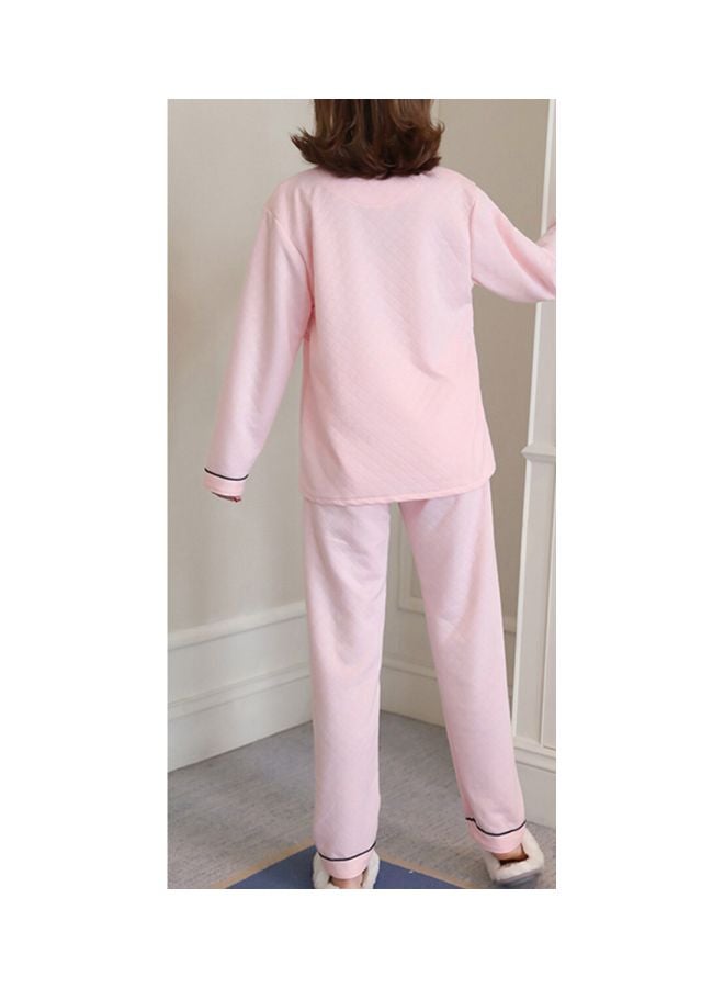2-Piece Printed Maternity Pajama And Top Set Pink