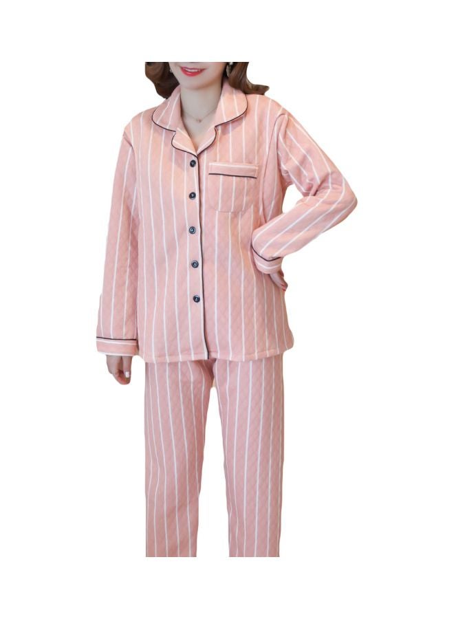 2-Piece Maternity Pajama Set Pink/White