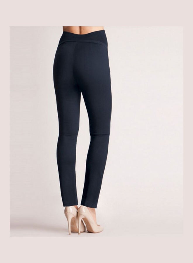 Solid High Rise Maternity Trousers Navy