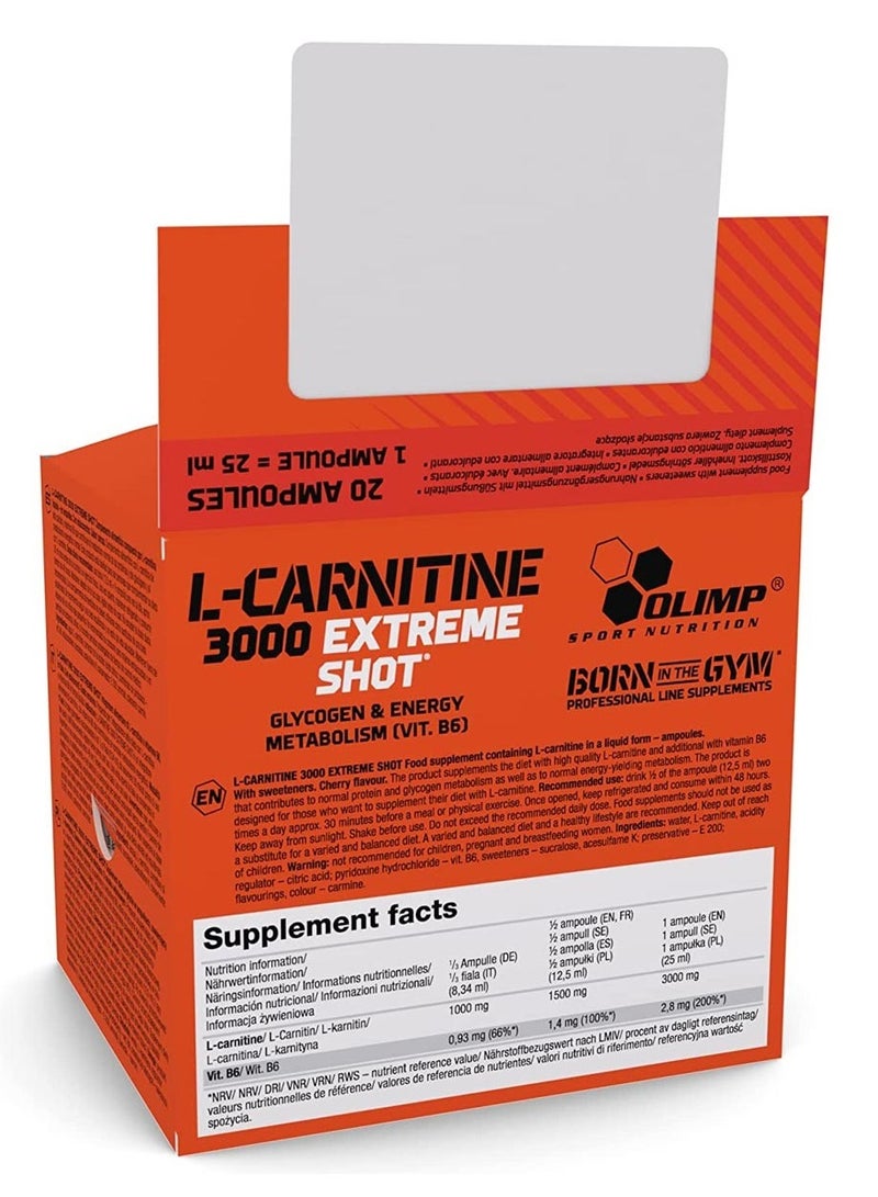 L-Carnitine 3000 Extreme Shot Orange 20 x 25ml