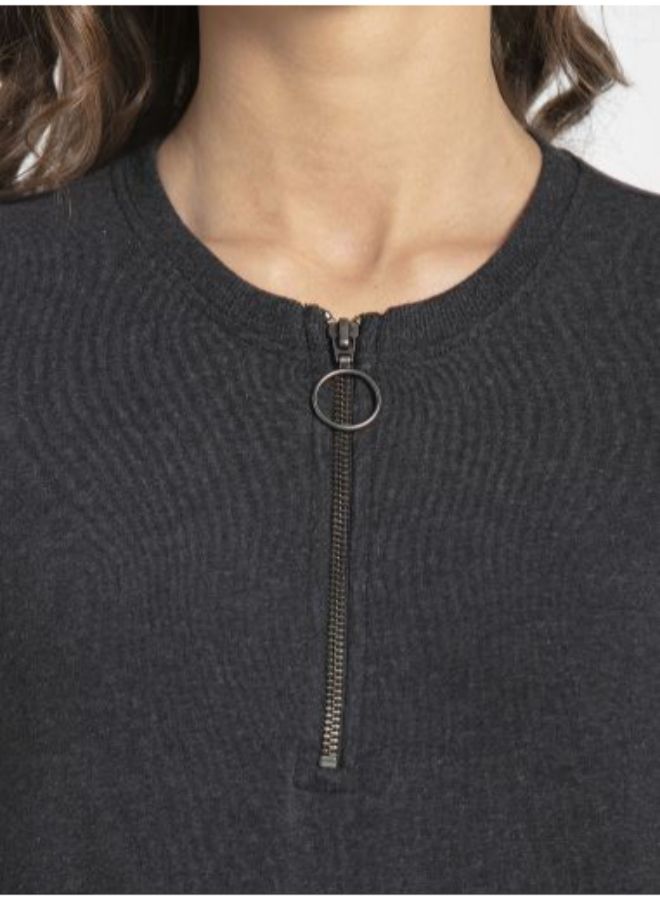 Front Zip Sweatshirt Black