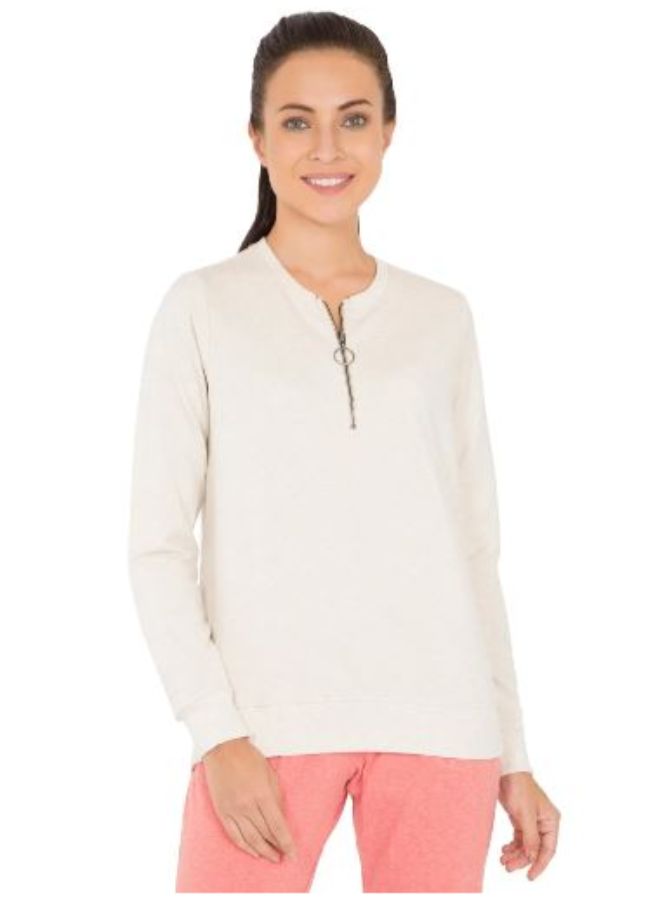 Front Zip Sweatshirt Beige