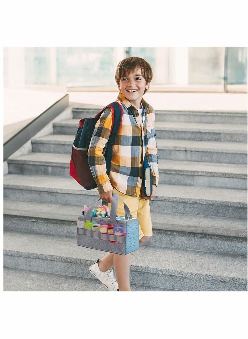 Bag for Toniebox Tasche Kids Starter Set Holds 30 40 Tonies Figures and Audio Carrying Bag with Handle for Toniebox for Toniesbox Accessories Travel Bag for Tonies Audio Characters(Blue grey)