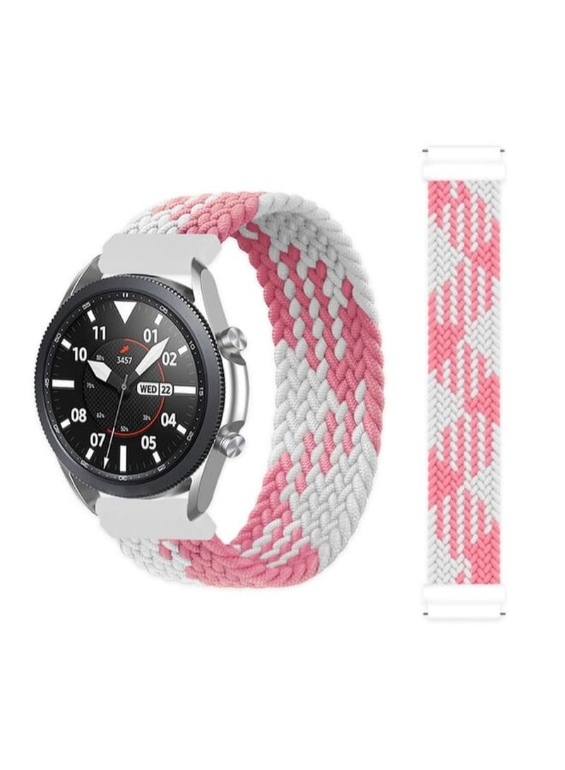 For Samsung Galaxy Watch Active / Active2 40mm / Active2 44mm Adjustable Nylon Braided Elasticity Replacement Strap Watchband, Size:165mm(Pink White)