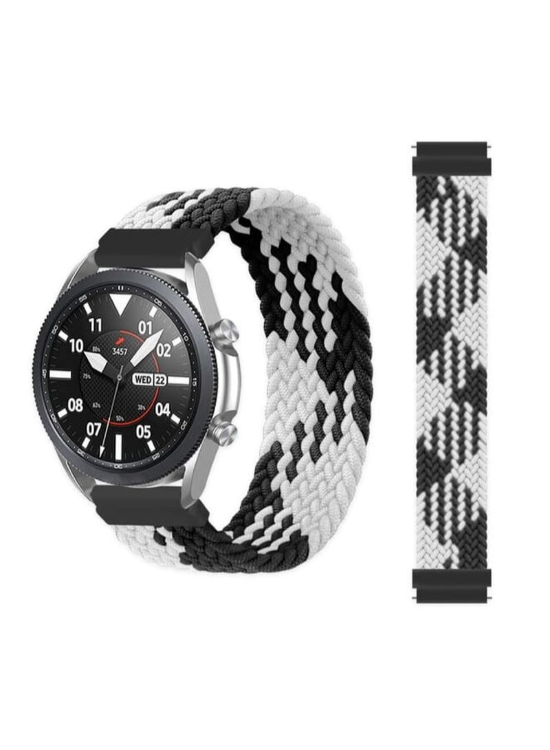 For Samsung Galaxy Watch Active / Active2 40mm / Active2 44mm Adjustable Nylon Braided Elasticity Replacement Strap Watchband, Size:145mm(Black White)