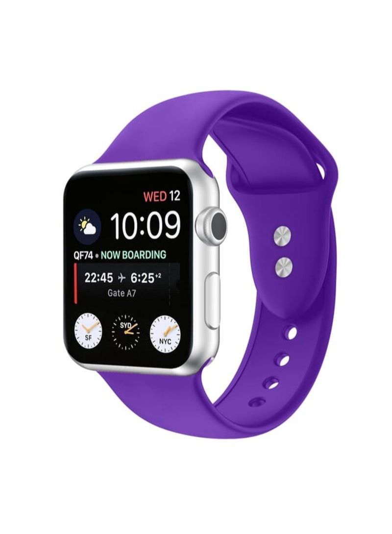 Double Nail Silicone Replacement Strap Watchband For Apple Watch Series 7 41mm / 6 & SE & 5 & 4 40mm / 3 & 2 & 1 38mm(Purple)
