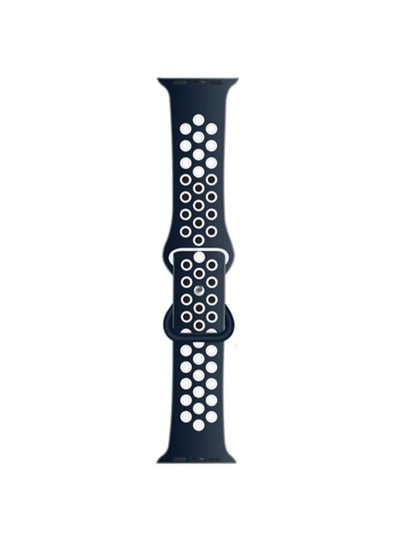 Butterfly Buckle Dual-tone Liquid Silicone Replacement Watchband For Apple Watch Series 7 41mm / 6 & SE & 5 & 4 40mm / 3 & 2 & 1 38mm(Navy+White)