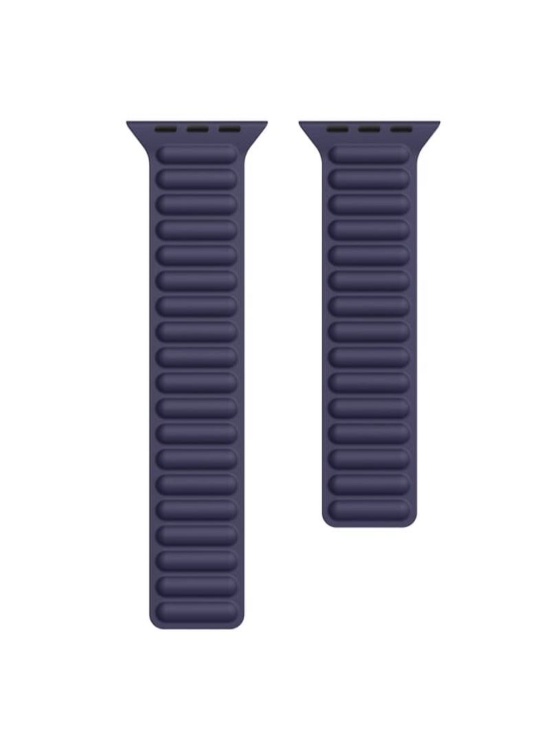 Silicone Magnetic Chain Watchband For Apple Watch Series 7 45mm / 6 & SE & 5 & 4 44mm / 3 & 2 & 1 42mm(Dark Blue)