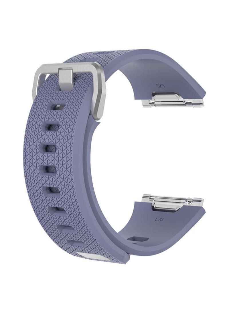 For Fitbit Ionic Herringbone Texture Silicone Replacement Wrist Strap Watchband with Buckle, Size:L(Light Grey)