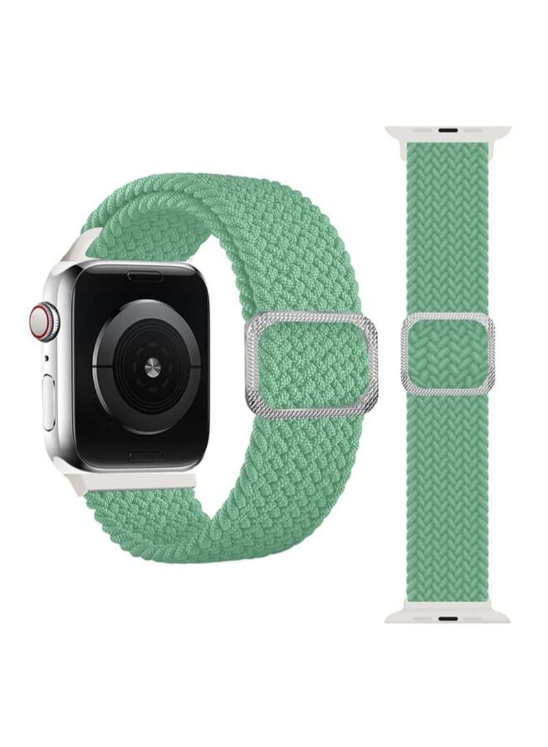 Buckle Braided Elastic Strap Watchband For Apple Watch Series 7 45mm / 6 & SE & 5 & 4 44mm / 3 & 2 & 1 42mm(Pistachio)