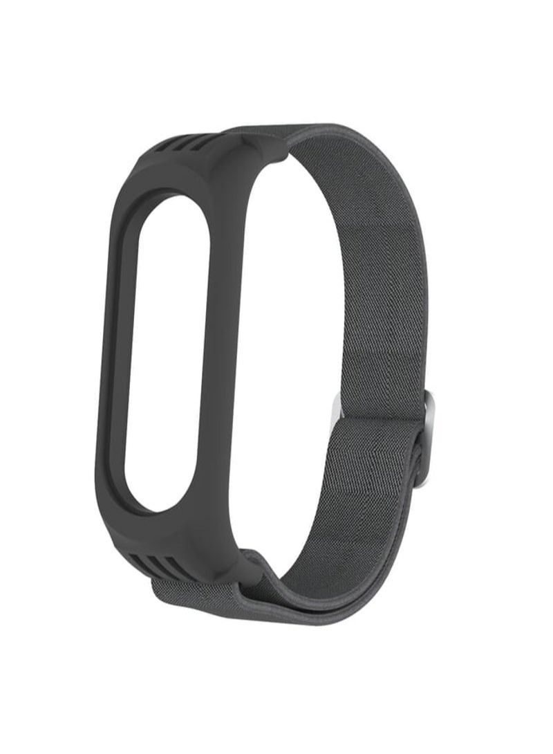 For Xiaomi Mi Band 3 / 4 / 5 Twill 8-shaped Buckle Elastic Replacement Strap Watchband(Charcoal Black)