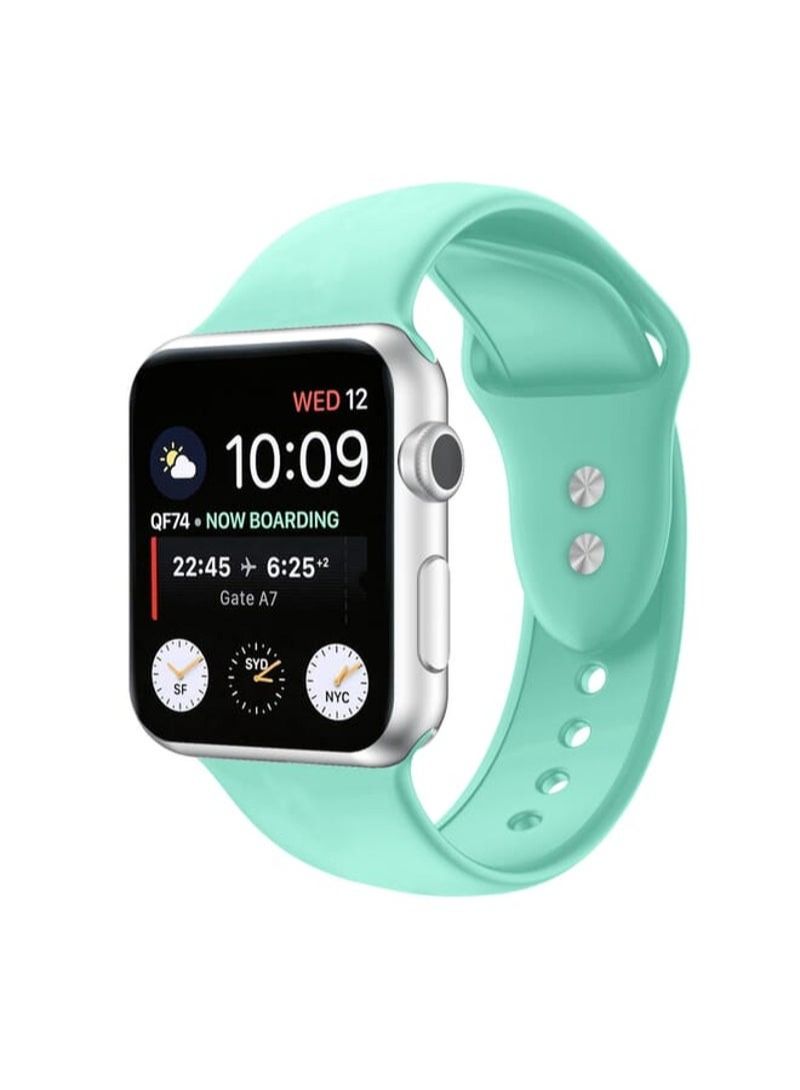 Double Nail Silicone Replacement Strap Watchband For Apple Watch Series 7 41mm / 6 & SE & 5 & 4 40mm / 3 & 2 & 1 38mm(Mint Green)