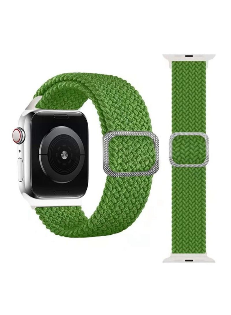 Buckle Braided Elastic Strap Watchband For Apple Watch Series 7 45mm / 6 & SE & 5 & 4 44mm / 3 & 2 & 1 42mm(Bright Green)