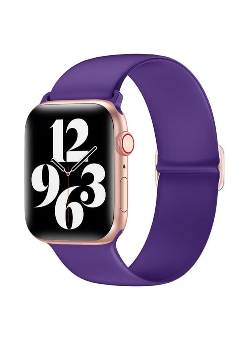 Elasticity Silicone Replacement Strap Watchband For Apple Watch Series 7 45mm / 6 & SE & 5 & 4 44mm / 3 & 2 & 1 42mm(Dark Purple)